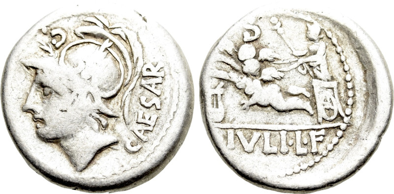 L. JULIUS L. F. CAESAR. Denarius (103 BC). Rome. 

Obv: CAESAR. 
Helmeted hea...