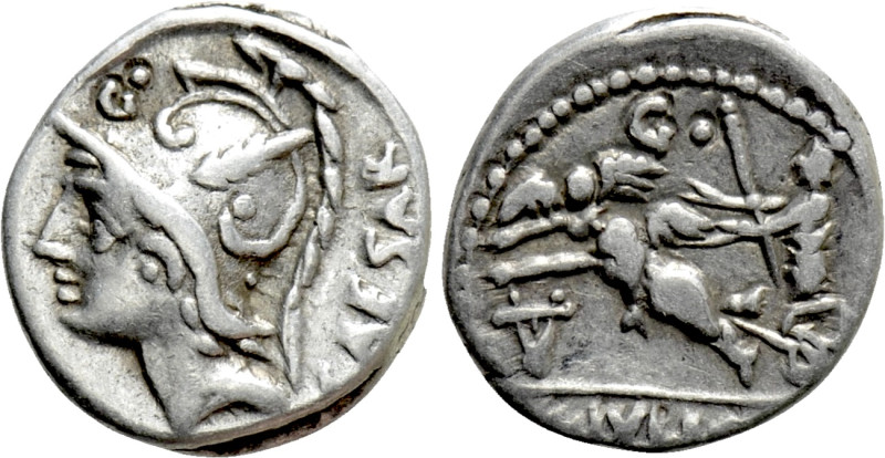 L. JULIUS L. F. CAESAR. Denarius (103 BC). Rome. 

Obv: CAESAR. 
Helmeted hea...