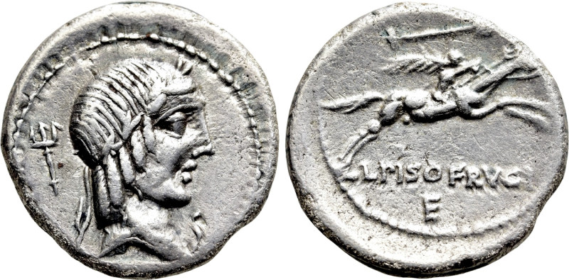 L. CALPURNIUS PISO FRUGI. Denarius (90 BC). Rome. 

Obv: Laureate head of Apol...