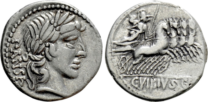 C. VIBIUS C.F. PANSA. Denarius (90 BC). Rome. 

Obv: PANSA. 
Laureate head of...