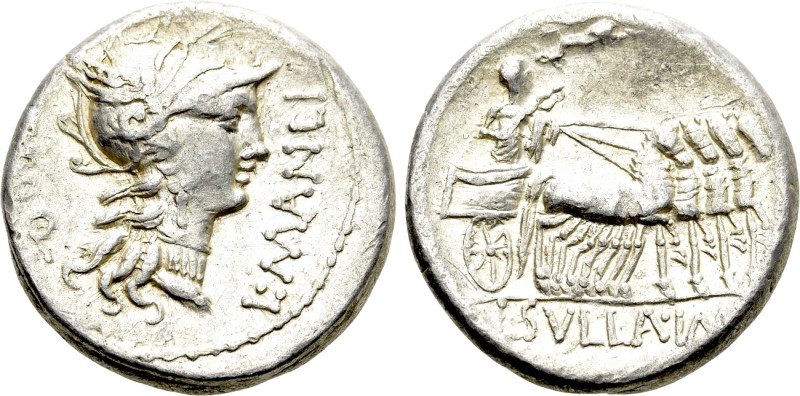 L. SULLA and L. MANLIUS TORQUATUS. Denarius (82 BC). Military mint moving with S...