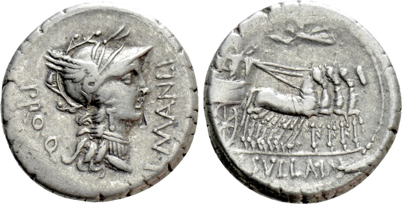 L. SULLA and L. MANLIUS TORQUATUS. Denarius (82 BC). Military mint moving with S...