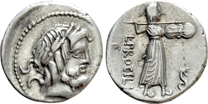L. PROCILIUS. Denarius (80 BC). Rome. 

Obv: Laureate head of Jupiter right; S...