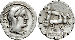 L. PROCILIUS. Serrate Denarius (80 BC). Rome
