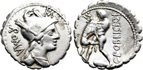 C. POBLICIUS Q.F. Serrate Denarius (80 BC). Rome