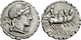 C. NAEVIUS BALBUS. Serrate Denarius (79 BC). Rome