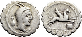 L. PAPIUS. Serrate Denarius (79 BC). Rome