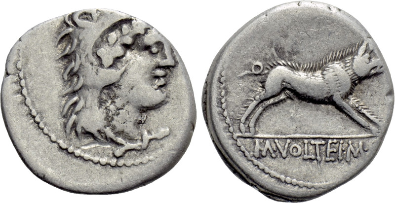 M. VOLTEIUS M.F. Denarius (75 BC). Rome. 

Obv: Head of Hercules right, wearin...