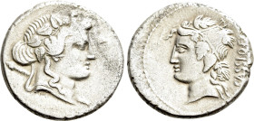 L. CASSIUS Q.F. LONGINUS. Denarius (75 BC). Rome