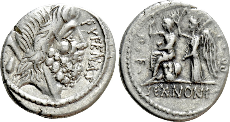 M. NONIUS SUFENAS. Denarius (57 BC). Rome. 

Obv: SVFENAS S C. 
Bearded head ...