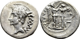 AUGUSTUS (27 BC-14 AD). Quinarius. Emerita; P. Carisius, legatus pro praetore