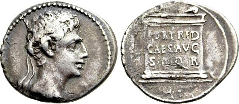 AUGUSTUS (27 BC-14 AD). Denarius. Uncertain mint in Spain, possibly Colonia Patr...