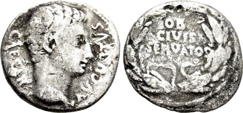 AUGUSTUS (27 BC-14 AD). Denarius. Uncertain mint in Spain, possibly Colonia Patr...