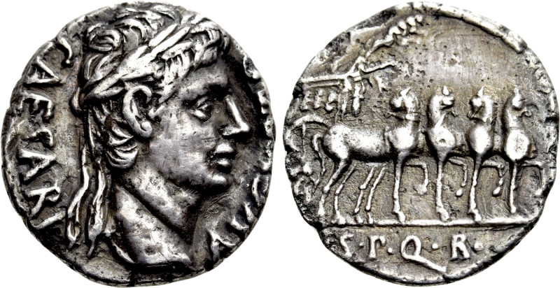 AUGUSTUS (27 BC-14 AD). Denarius. Uncertain mint in Spain, possibly Colonia Patr...