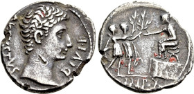 AUGUSTUS (27 BC-14 AD). Denarius. Lugdunum