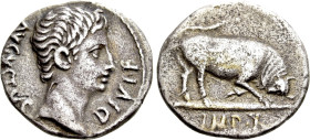 AUGUSTUS (27 BC-14 AD). Denarius. Lugdunum