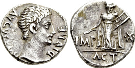AUGUSTUS (27 BC-14 AD). Denarius. Lugdunum