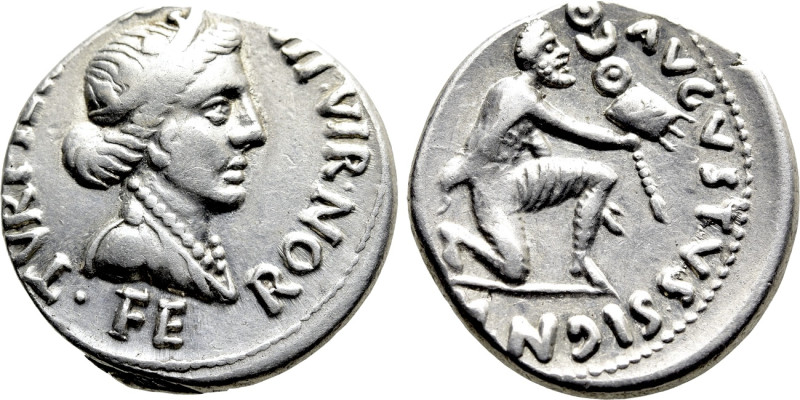 AUGUSTUS (27 BC-14 AD). Denarius. Rome. P. Petronius Turpilianus, moneyer. 

O...