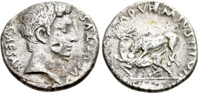 AUGUSTUS (27 BC-14 AD). Denarius. Rome. M. Durmius, moneyer