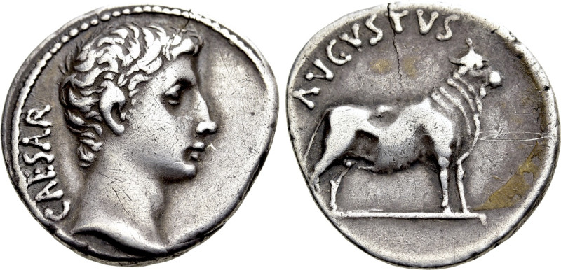 AUGUSTUS (27 BC-14 AD). Denarius. Uncertain mint in Asia minor (Samos or Pergamu...