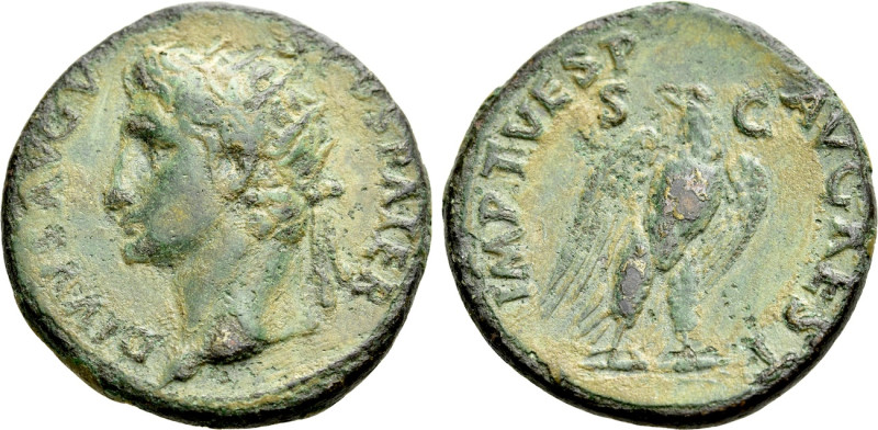 DIVUS AUGUSTUS (Died 14). Restitution issue under Titus (79-81). As. Rome. 

O...