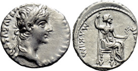 TIBERIUS (14-37). Denarius. "Tribute Penny" type. Lugdunum