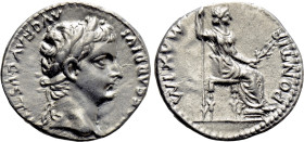 TIBERIUS (14-37). Denarius. "Tribute Penny" type. Lugdunum