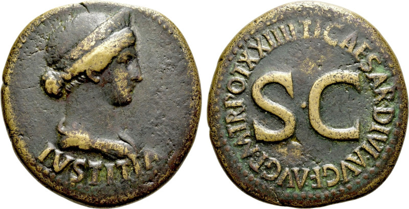TIBERIUS (14-37). Dupondius. Rome. 

Obv: IVSTITIA. 
Diademed and draped bust...