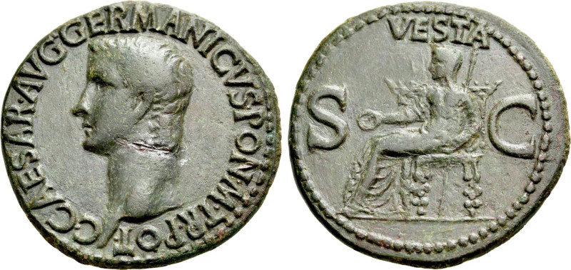 CALIGULA (37-41). As. Rome. 

Obv: C CAESAR AVG GERMANICVS PON M TR POT. 
Bar...