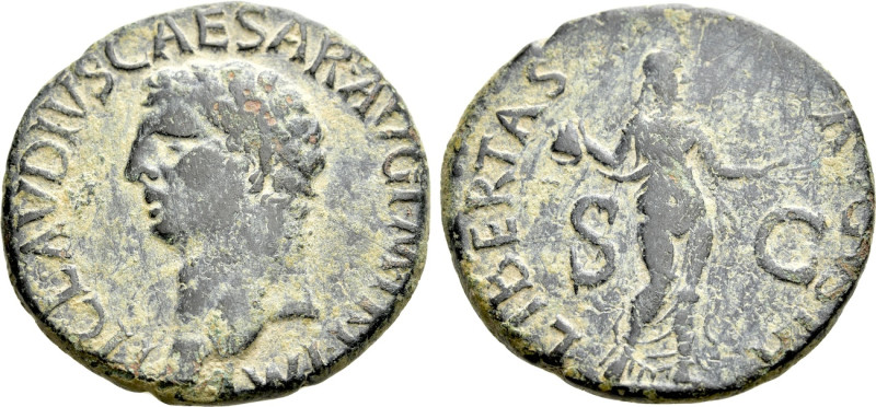 CLAUDIUS (41-54). As. Rome. Imitative issue(?). 

Obv: TI CLAVDIVS CAESAR AVG ...