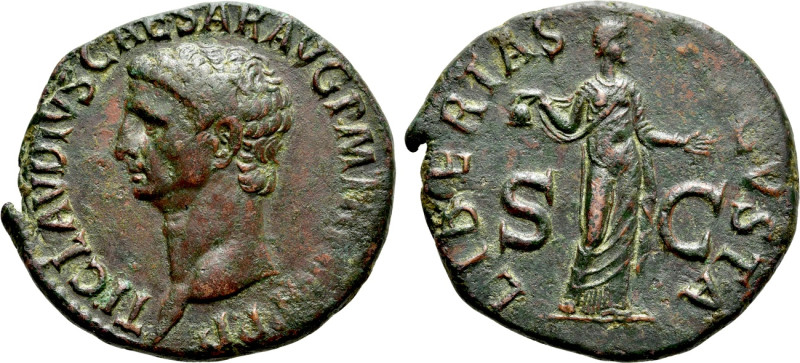 CLAUDIUS (41-54). As. Rome. 

Obv: TI CLAVDIVS CAESAR AVG P M TR P IMP P P. 
...