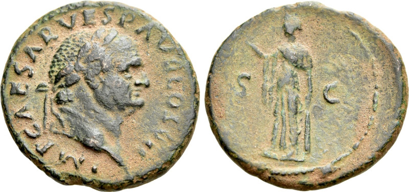 VESPASIAN (69-79). As. Rome. 

Obv: IMP CAESAR VESP AVG COS VII. 
Laureate he...