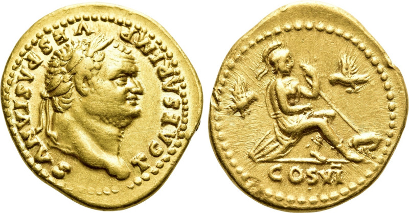 TITUS (Caesar, 69-79). GOLD Aureus. Rome. 

Obv: T CAESAR IMP VESPASIANVS. 
L...