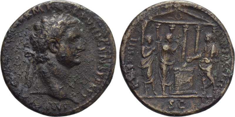 DOMITIAN (81-96). As. Rome. 

Obv: IMP CAES DOMIT AVG GERM P M TR P VIII CENS ...