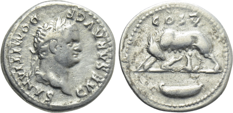 DOMITIAN (81-96). Denarius. Rome. 

Obv: CAESAR AVG F DOMITIANVS. 
Laureate h...