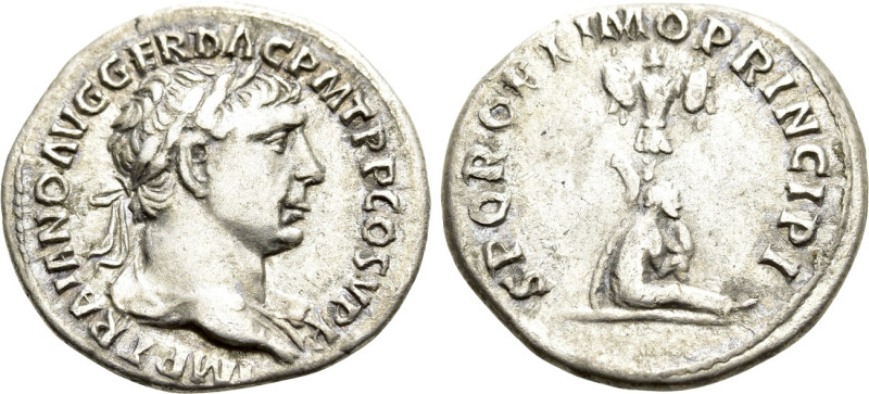 TRAJAN (98-117). Denarius. Rome. 

Obv: IMP TRAIANO AVG GER DAC P M TR P COS V...