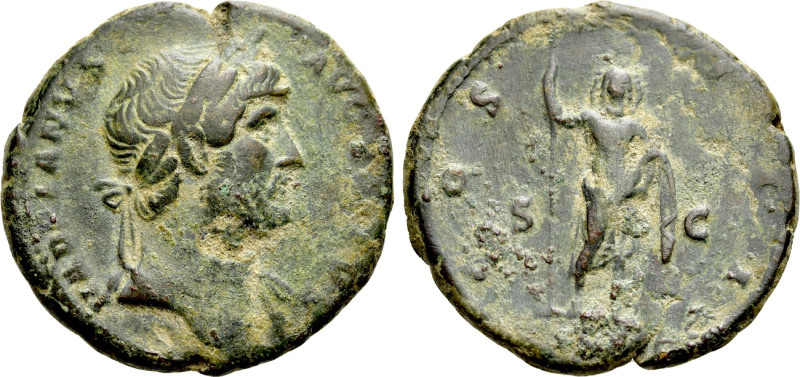 HADRIAN (117-138). As. Rome. 

Obv: HADRIANVS AVGVSTVS. 
Laureate bust right,...
