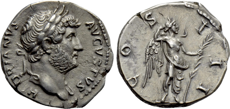 HADRIAN (117-138). Denarius. Rome. 

Obv: HADRIANVS AVGVSTVS. 
Laureate bust ...
