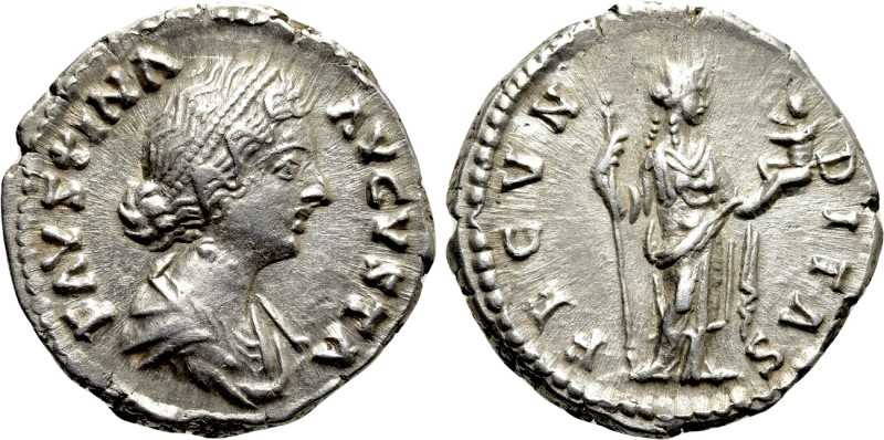 FAUSTINA II (Augusta, 147-175). Denarius. Rome. 

Obv: FAVSTINA AVGVSTA. 
Dra...