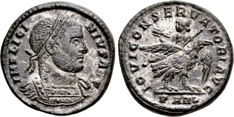 LICINIUS I (308-324). Follis. Arelate. 

Obv: IMP LICINIVS AVG. 
Laureate and...
