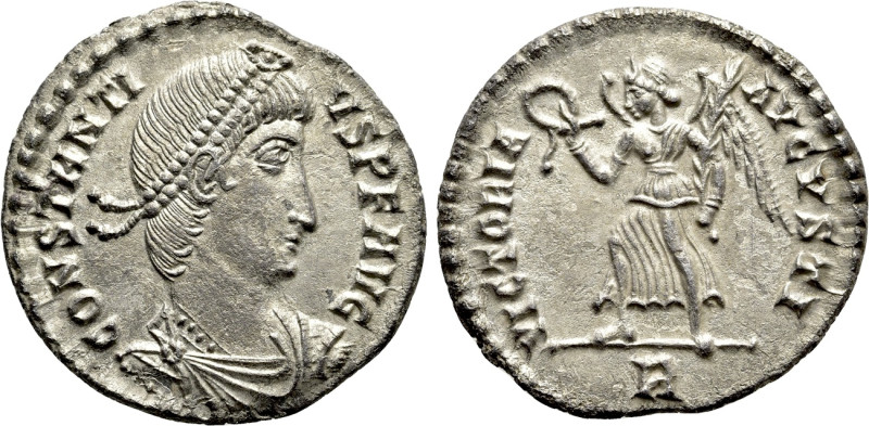 CONSTANTIUS II (337-361). Siliqua. Rome. 

Obv: CONSTANTIVS P F AVG. 
Diademe...