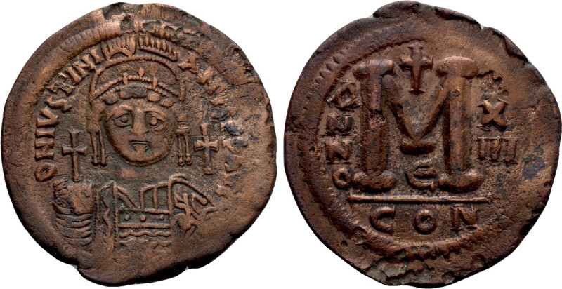 JUSTINIAN I (527-565). Follis. Constantinople. Dated RY 13 (539/40). 

Obv: D ...