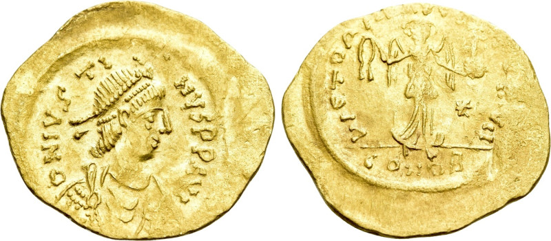 JUSTIN II (565-578). GOLD Tremissis. Constantinople. 

Obv: D N IVSTINVS P P A...
