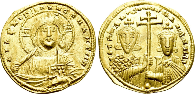 CONSTANTINE VII PORPHYROGENITUS with ROMANUS II (913-959). GOLD Solidus. Constan...