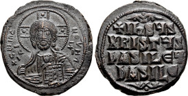ANONYMOUS FOLLES. Class A3. Attributed to Basil II & Constantine VIII (976-1025). Follis. Constantinople