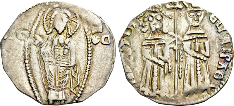 SERBIA. Stefan Uroš IV Dušan, with Elena (1331-1355). Dinar. 

Obv: IC - XC. ...