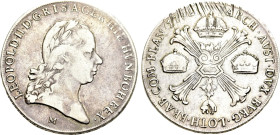 AUSTRIA. Holy Roman Empire. Leopold II (1790-1792). Kronentaler or Crocione (1792-M). Milan