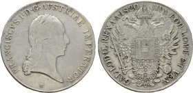 AUSTRIAN EMPIRE. Franz I (1804-1835). Taler (1820-M). Milan