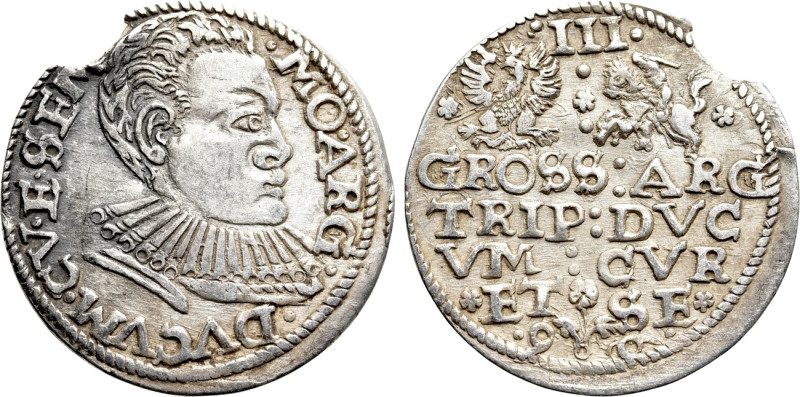 COURLAND. Friedrich Kettler (1587-1642). 3 Groschen (1596). Mitau. 

Obv: MO A...