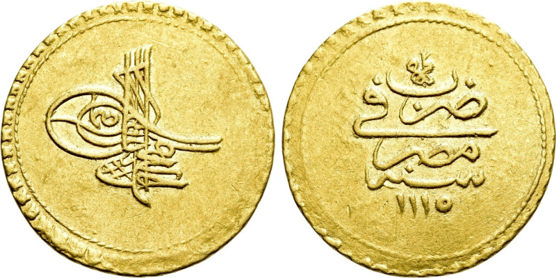 EGYPT. Ahmed III (1703-1730). GOLD Findik. Misr (Cairo). Dated AH 1115. 

Obv:...